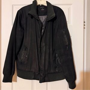 Calvin Klein Men’s Water And Wind Resistant Bomber Black With Gray Inline Size M